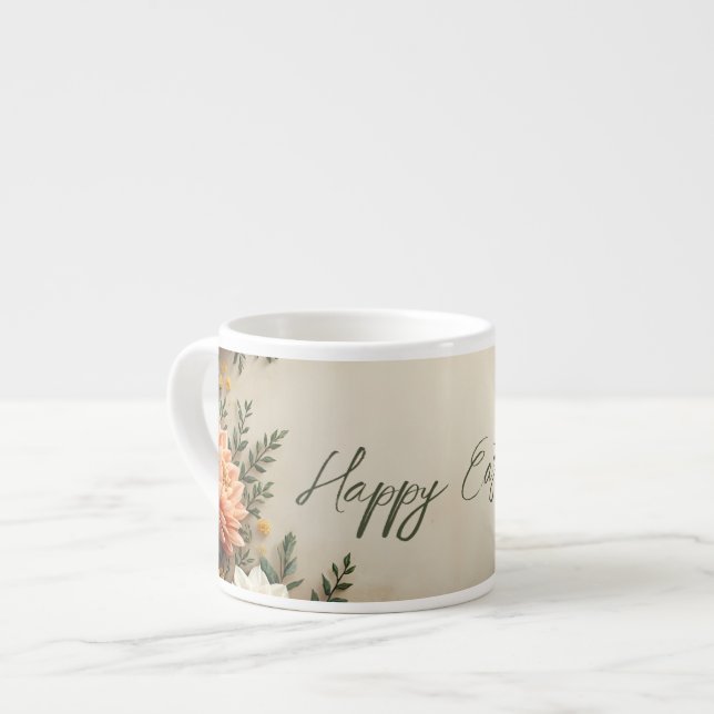 Floral Elegance - Springtime Easter Greetings Espresso Cup (Front Left)