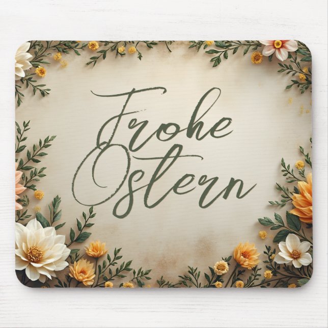 Floral Elegance - Springtime Easter Greetings Mouse Mat (Front)