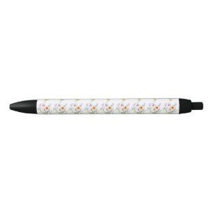 Floral Elegance Tee – Soft Pastel Blooms Black Ink Pen