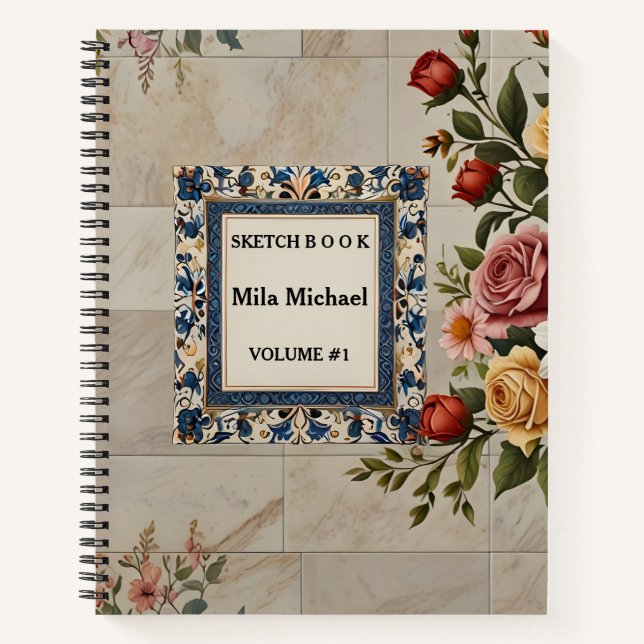 Floral Elegance Tile Notebook (Front)