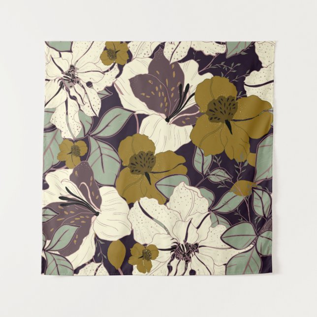 Floral elegance, vintage leaf pattern. tapestry (Front)