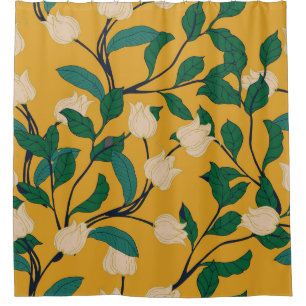 Floral Elegance: Vintage Leafy Pattern. Shower Curtain