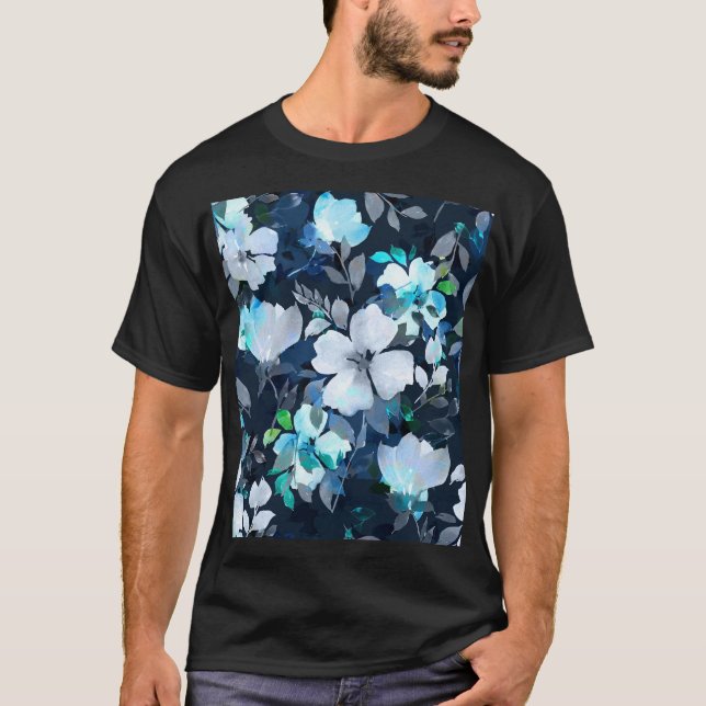 Floral Elegance Watercolor Pattern T-Shirt (Front)