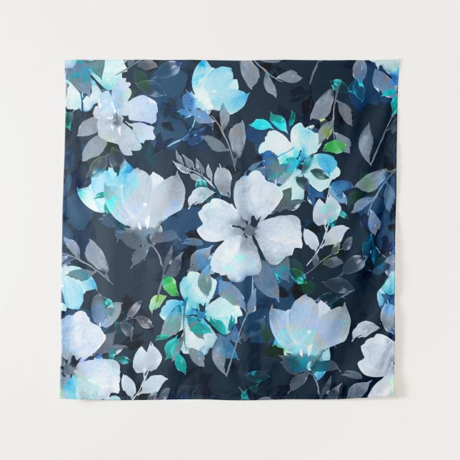 Floral Elegance Watercolor Pattern Tapestry (Front)