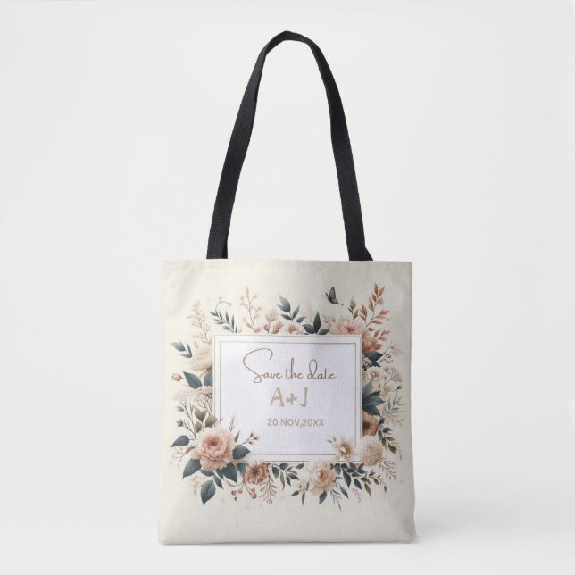 Floral Elegance: Wedding Essentials Tote  Bag (Front)