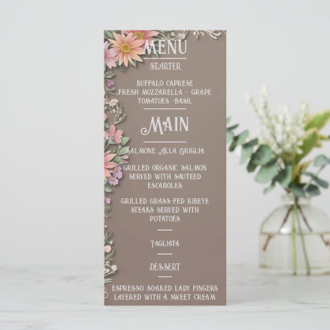 Floral Elegance Wedding Menu (Standing Front)