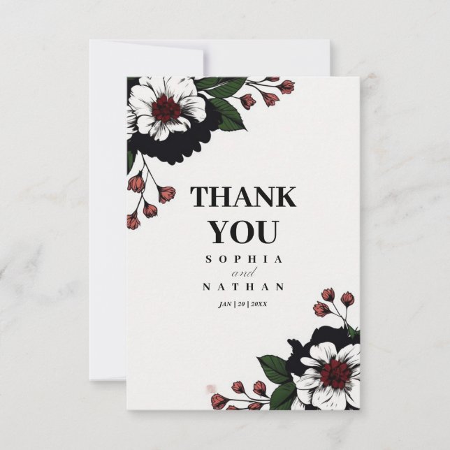 Floral Elegance Wedding Thank You Card (Front)