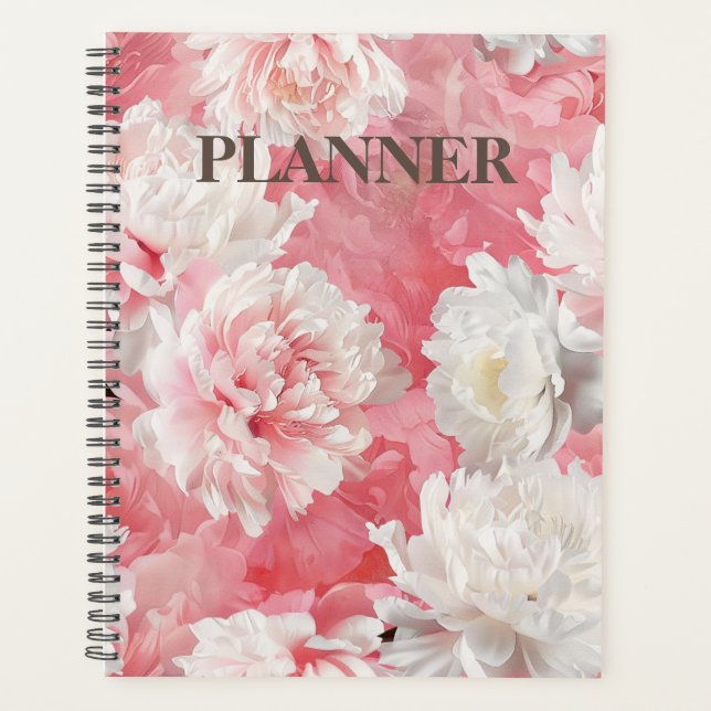 Floral Elegance: Your Peony-Designed Planner (Front)