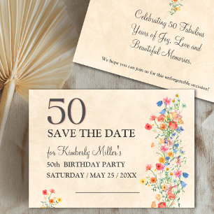 Floral elegant 50th birthday flower 50 year save the date
