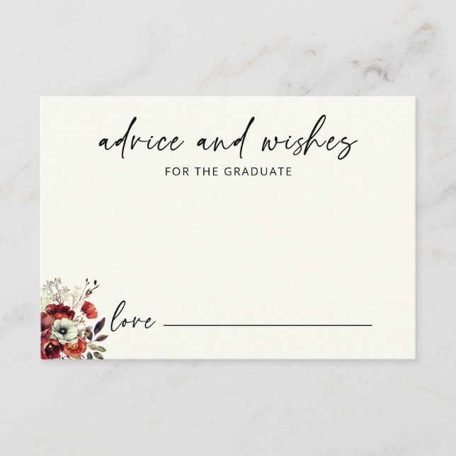 Floral Elegant Advice for the Graduate Graduation  Enclosure Card (Front)