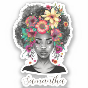 Floral Elegant Afro Woman
