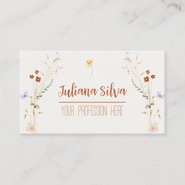 Floral Elegant and Minimal  Business Card (Front)