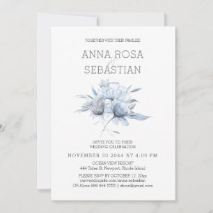 *~* Floral Elegant AR15 WEDDING Blue Rose RSVP + Invitation