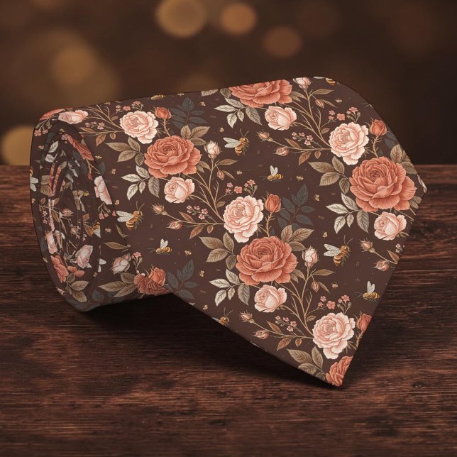 Floral Elegant Bee Pattern Custom Necktie (Creator Uploaded)
