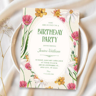 Floral elegant birthday invitation
