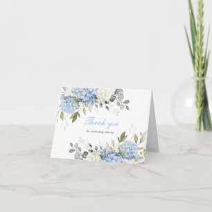 Floral Elegant Blue Hydrangea Greenery Thank You Card