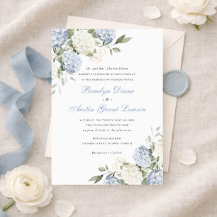Floral Elegant Blue Hydrangea Greenery Wedding Invitation
