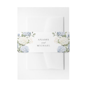 Floral Elegant Blue Hydrangea Greenery Wedding Invitation Belly Band