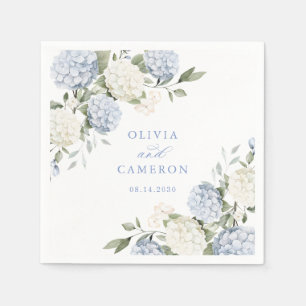 Floral Elegant Blue Hydrangea Greenery Wedding Napkin