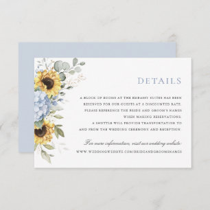 Floral Elegant Blue Hydrangea Sunflowers Details Invitation