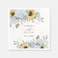 Floral Elegant Blue Hydrangea Sunflowers Wedding