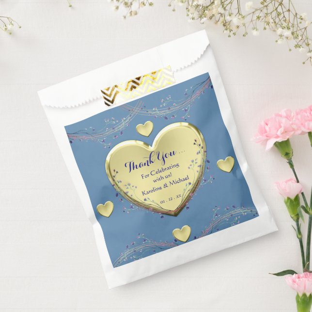 Floral Elegant Blue Wedding Party Favour Bags (Sealed)