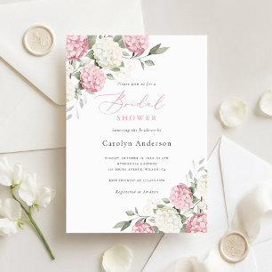 Floral Elegant Blush Pink Hydrangea Bridal Shower Invitation