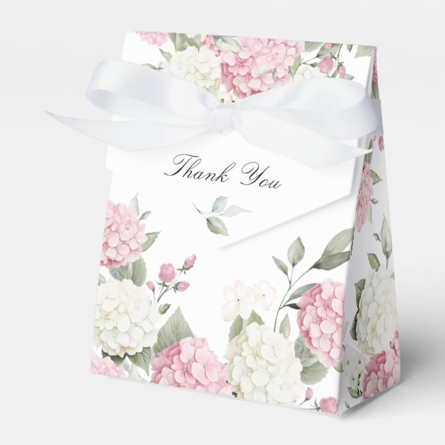 Floral Elegant Blush Pink Hydrangea Wedding Favour Box (Front Side)