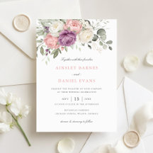 Floral Elegant Blush Pink Purple Greenery Wedding