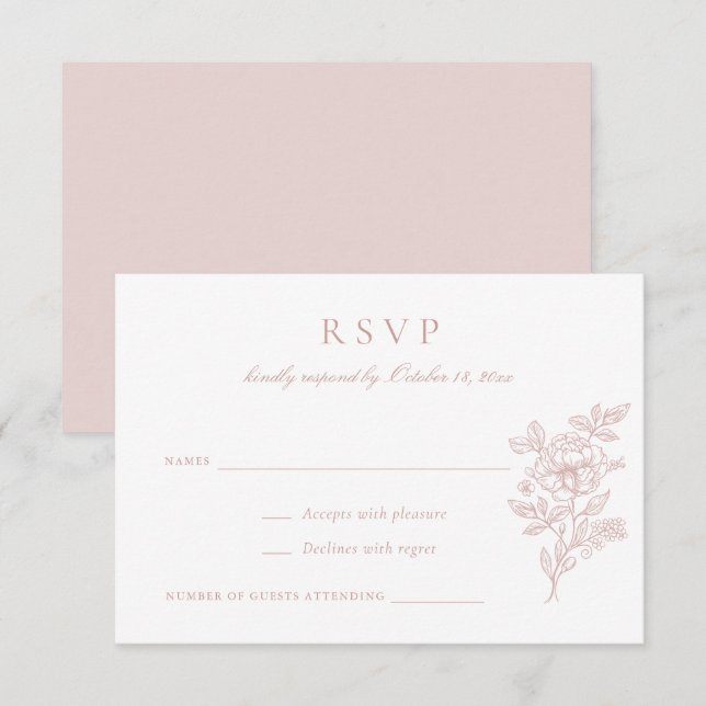 Floral Elegant Blush Wedding RSVP Invitation (Front/Back)