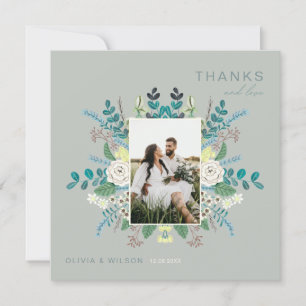 Floral Elegant Boho Photo Thank you Card