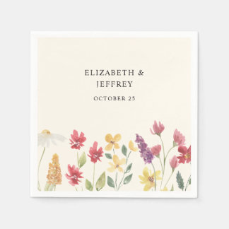 Floral Elegant Boho Summer Wildflowers Wedding Napkin