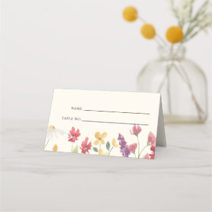 Floral Elegant Boho Summer Wildflowers Wedding Place Card