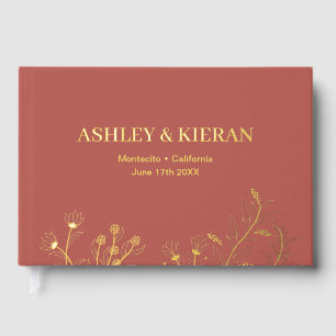 Floral Elegant Boho Wedding Foil Guest Book