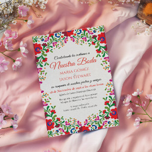 Floral Elegant Botanical Folkloric Spanish Wedding Invitation