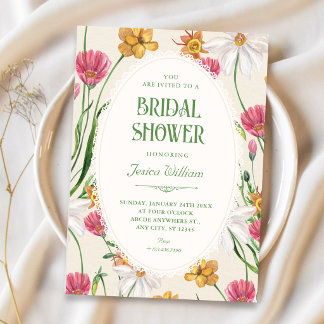 Floral elegant bridal shower invitation