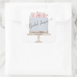 Floral Elegant Cake Bridal Shower Monogram Sticker