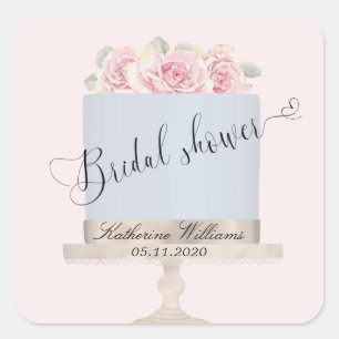 floral elegant cake bridal shower monogram sticker