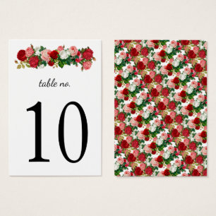 Floral Elegant Calligraphy Burgundy Table Number