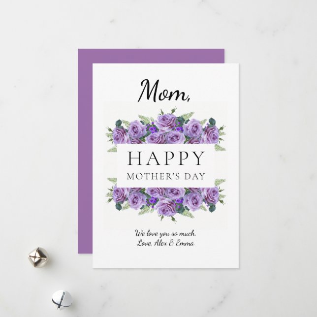 Floral Elegant Calligraphy Mother's Day Holiday Card (Front/Back In Situ)