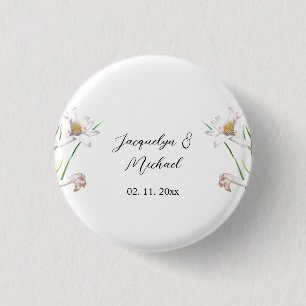 Floral Elegant Chic Cute Calligraphy Add Name 3 Cm Round Badge