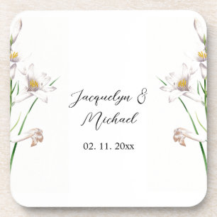 Floral Elegant Chic Cute Calligraphy Add Name Coaster