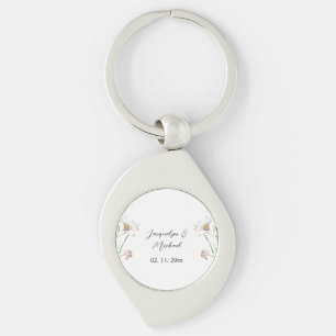 Floral Elegant Chic Cute Calligraphy Add Name Key Ring