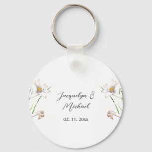 Floral Elegant Chic Cute Calligraphy Add Name Key Ring