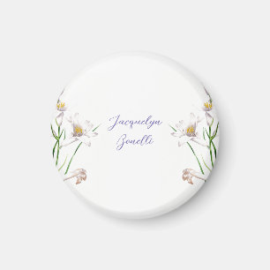 Floral Elegant Chic Cute Calligraphy Add Name Magnet