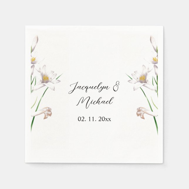 Floral Elegant Chic Cute Calligraphy Add Name Napkin (Front)