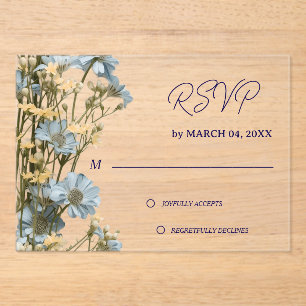 Floral Elegant Classic Wedding RSVP Acrylic Invitations