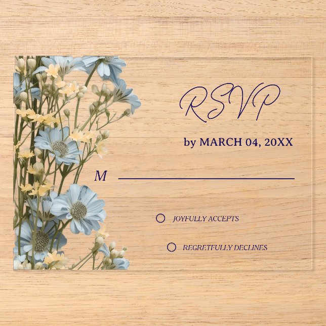 Floral Elegant Classic Wedding RSVP Acrylic Invitations (Front)