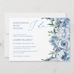 Floral Elegant Dusty Blue Bridal Shower Invitation