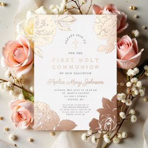 Floral Elegant First Communion Rose Gold